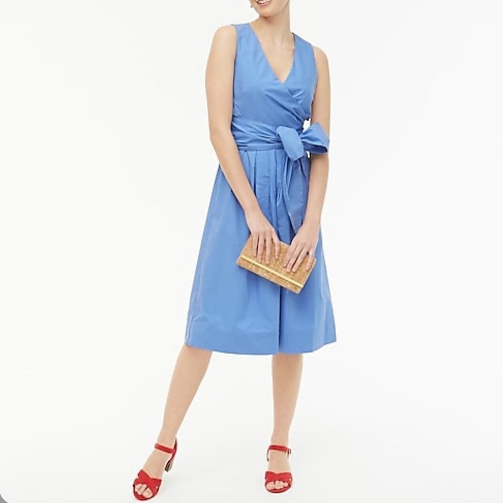 Crew•blue wrap dress•sleeveless •size 4